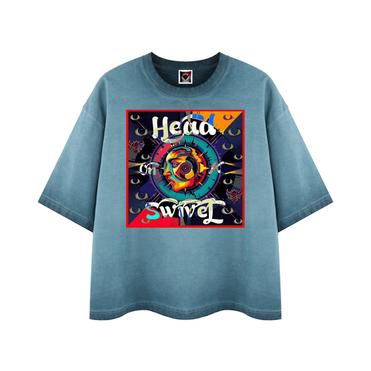 "Head on a Swivel" Unisex Reverse Dyed Boxy T-Shirt