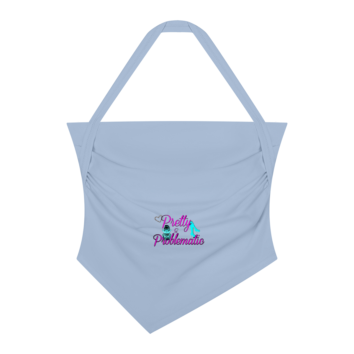 Women’s "Pretty & Problematic" Ruched Halter Neck Yoga Tank Top