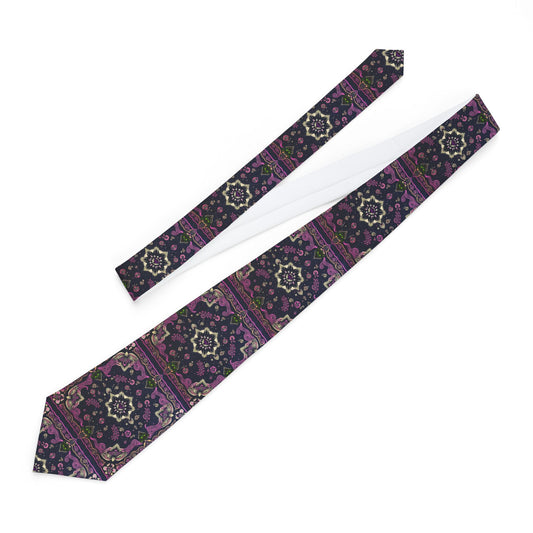 Purple Floral Geometric Necktie – Vintage Patterned Tie for Weddings & Formal Wear