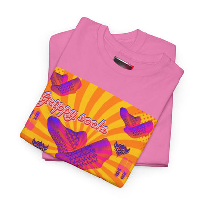Graphic Tee — "Grippy Socks Grippy Box" Retro Heart Pop Art T-Shirt