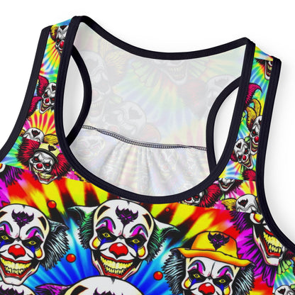 "Psycho Killer Clown" Colorful Women’s Tank Top with Skull Design, Vibrant Summer Top, Festival Wear, Casual Tee, Boho Chic Apparel