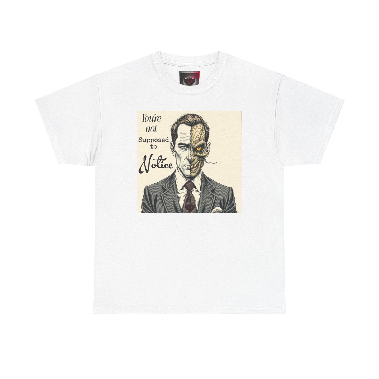 Vintage Noir Reptilian Portrait Tee — “You’re Not Supposed to Notice” Graphic T‑Shirt