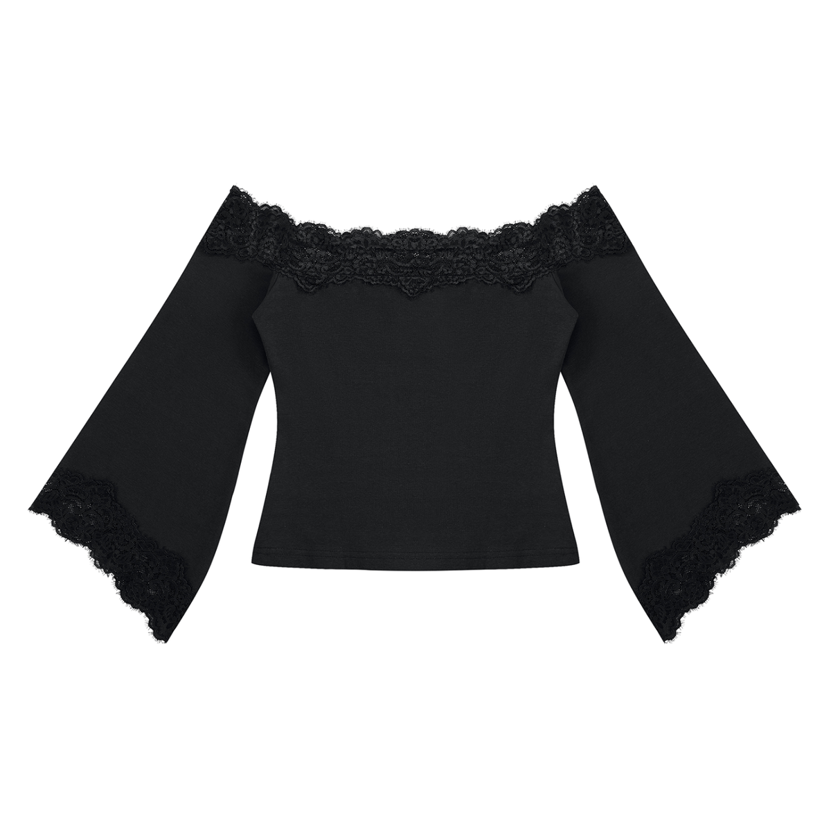 "Flowery Demons" Women's Off-the-Shoulder Lace Trim T-Shirt