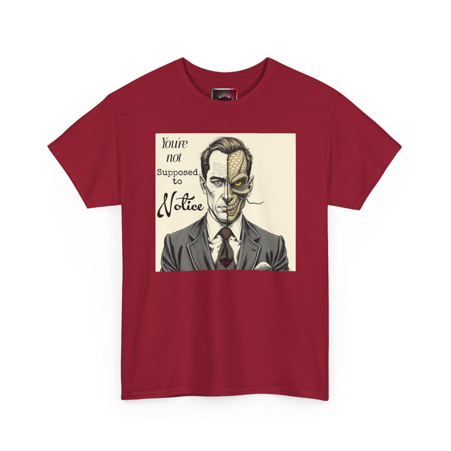 Vintage Noir Reptilian Portrait Tee — “You’re Not Supposed to Notice” Graphic T‑Shirt