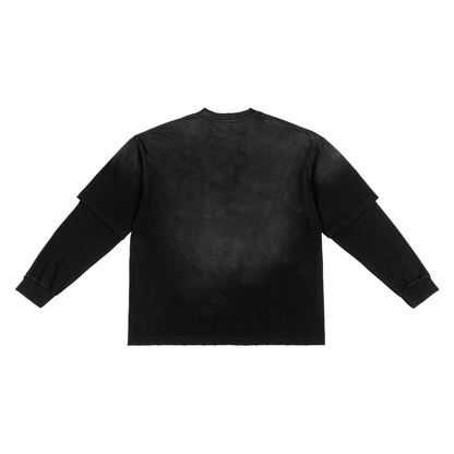 "Cast Out" Sunfade Hand-Frayed Faux Two-Piece T-Shirt