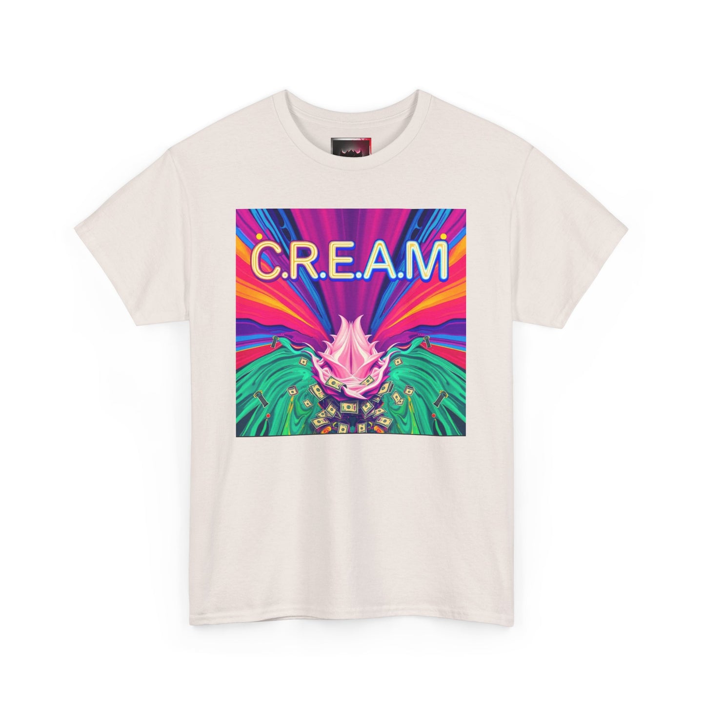 C.R.E.A.M. Unisex Heavy Cotton Tee, Colorful Graphic Shirt, Casual Wear, Music Festival Tee, Gift for Art Lovers