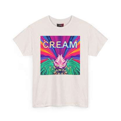 C.R.E.A.M. Unisex Heavy Cotton Tee, Colorful Graphic Shirt, Casual Wear, Music Festival Tee, Gift for Art Lovers
