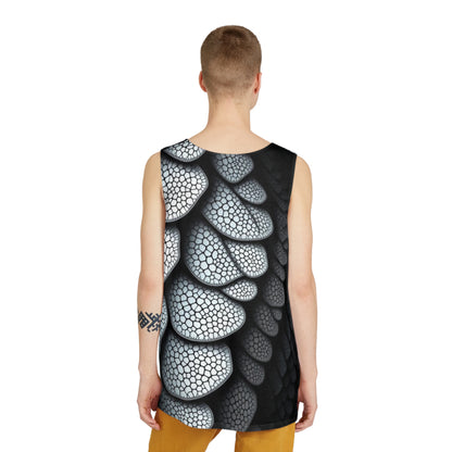 Men's Tank Top — Black Scaled Dragon Skin All-Over Print with Red Script