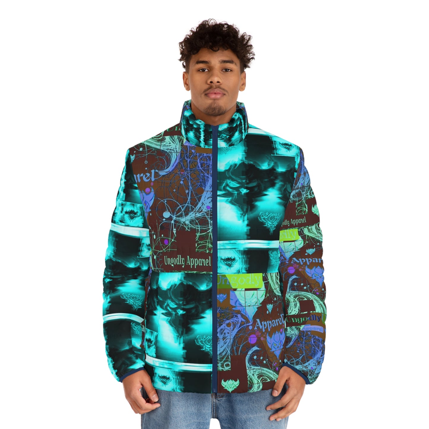 "Ungodly Mash Up" Urban Graphic Puffer Jacket - Bold Design