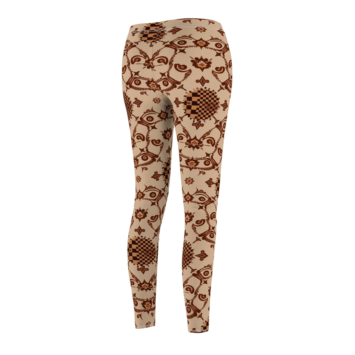 UG Apparel Brown Vintage Folk Floral Pattern Leggings
