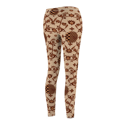 UG Apparel Brown Vintage Folk Floral Pattern Leggings