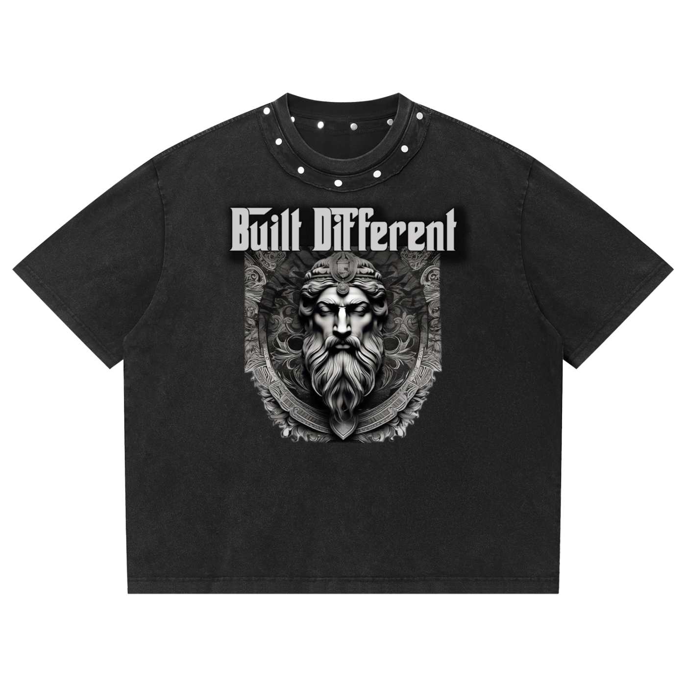 Unisex Washed Boxy Studded Built Different T-Shirt