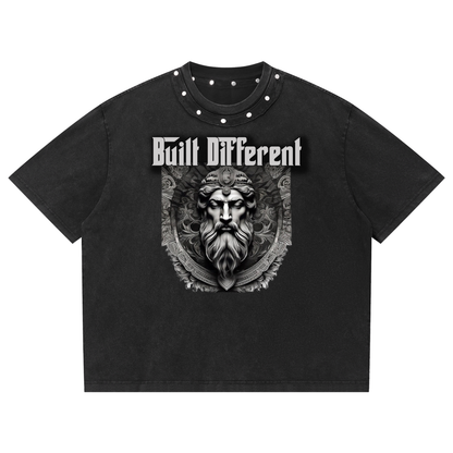 Unisex Washed Boxy Studded Built Different T-Shirt