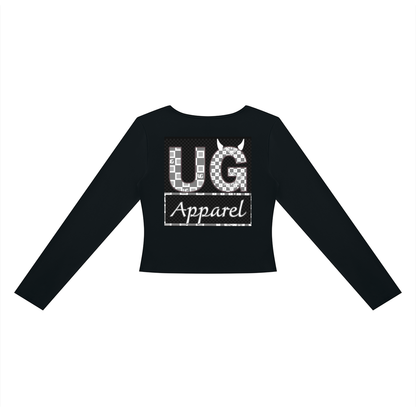 White checkerboard UG Apparel Women's Cutout Long Sleeve T-Shirt