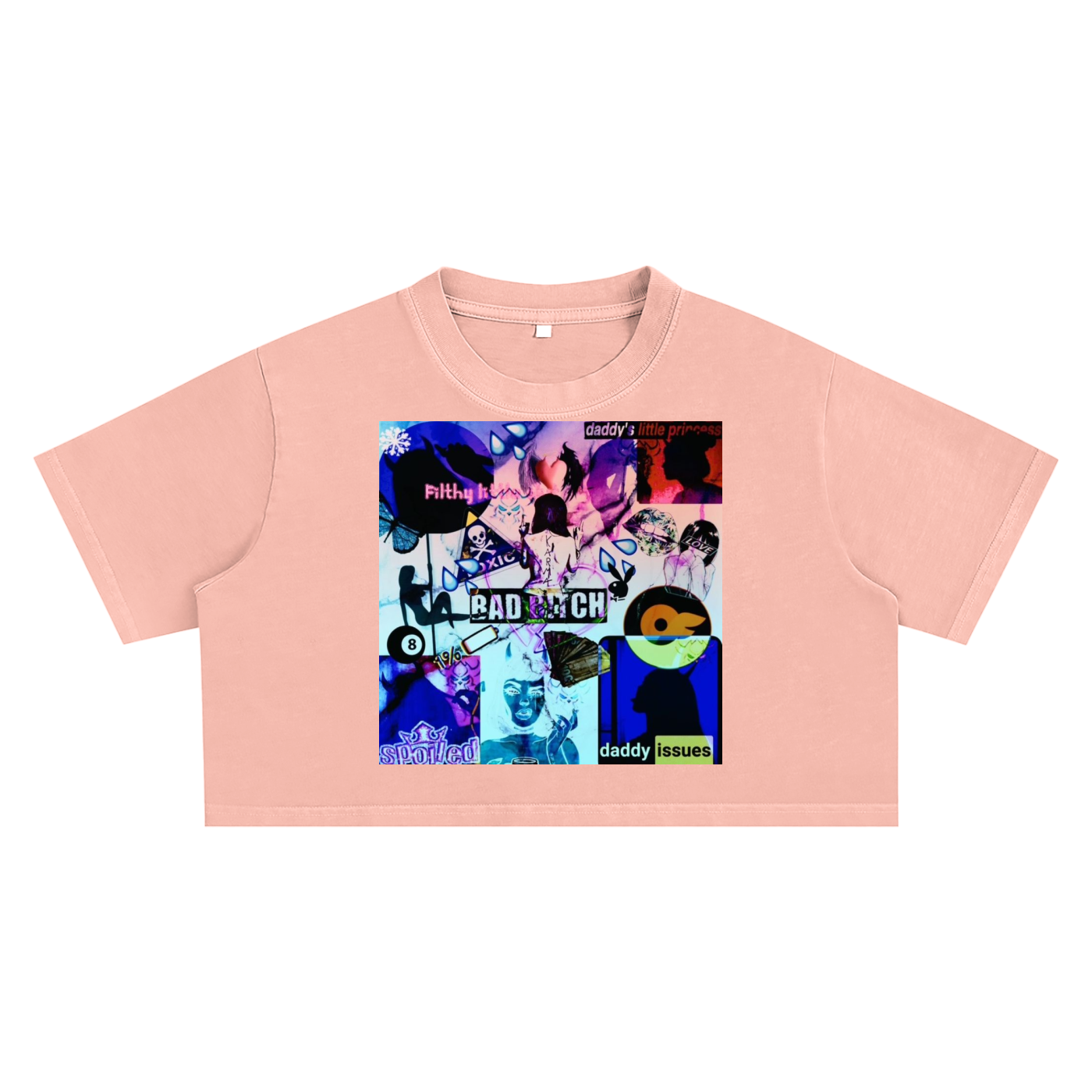 "Bad Bitch" Snow Washed Crop Top