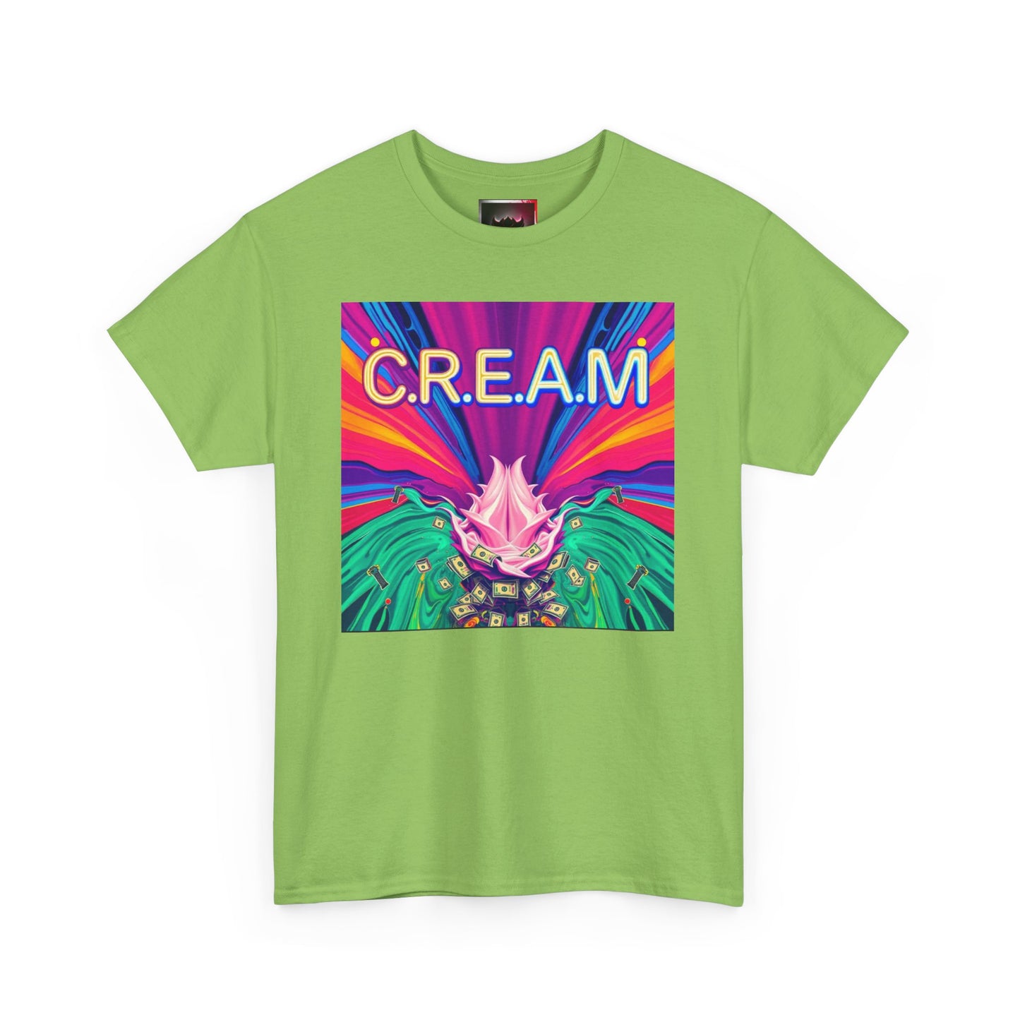 C.R.E.A.M. Unisex Heavy Cotton Tee, Colorful Graphic Shirt, Casual Wear, Music Festival Tee, Gift for Art Lovers