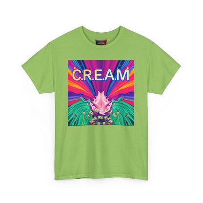 C.R.E.A.M. Unisex Heavy Cotton Tee, Colorful Graphic Shirt, Casual Wear, Music Festival Tee, Gift for Art Lovers