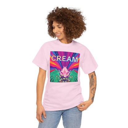 C.R.E.A.M. Unisex Heavy Cotton Tee, Colorful Graphic Shirt, Casual Wear, Music Festival Tee, Gift for Art Lovers