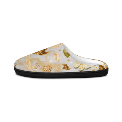 "Ungodly Gold" Men's Indoor Slippers — Vintage Gold Floral Pattern