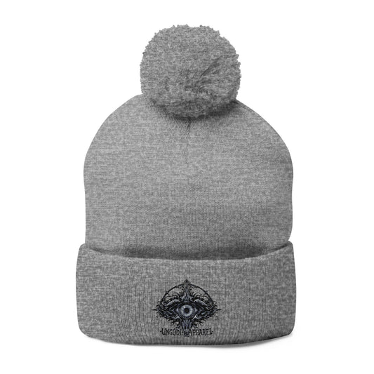 Ungodly EyeEmbroidered Eye Mandala Pom-Pom Beanie