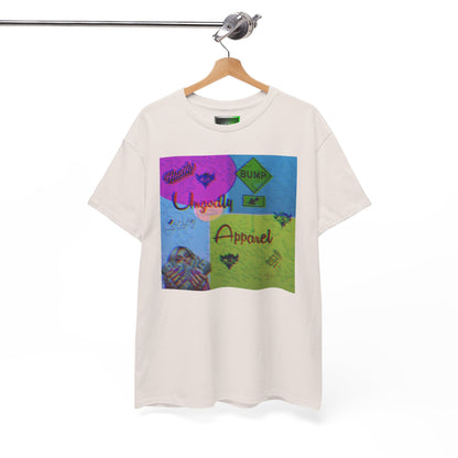 Abstract Pop-Art Graphic Tee — 'Apparel' Color Block Design