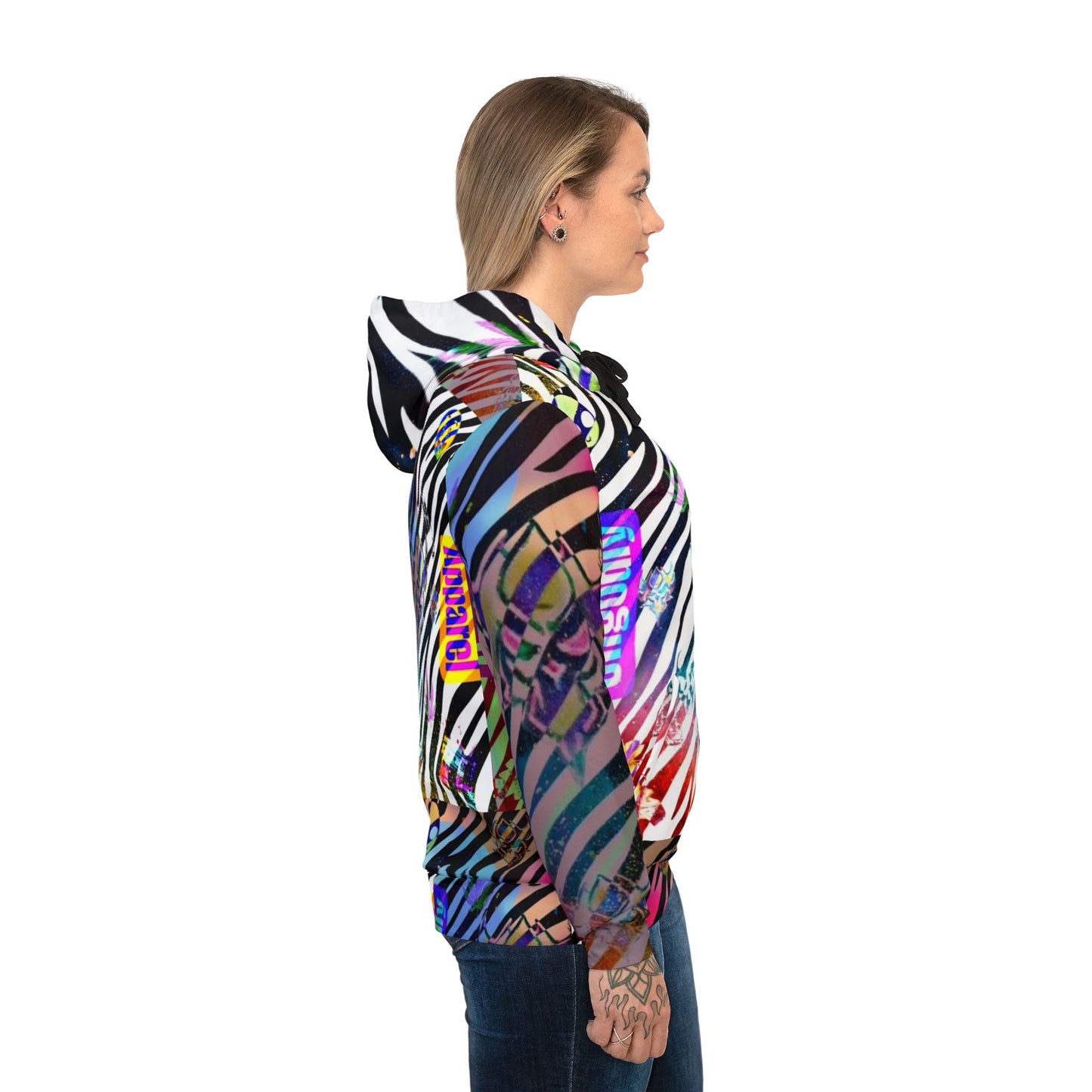 "Ungodly Zebra" Vibrant Zebra Print Athletic Hoodie