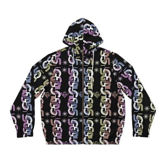 Men's Full-Zip Hoodie — Pastel Ungodly Chain & Symbols All-Over Print