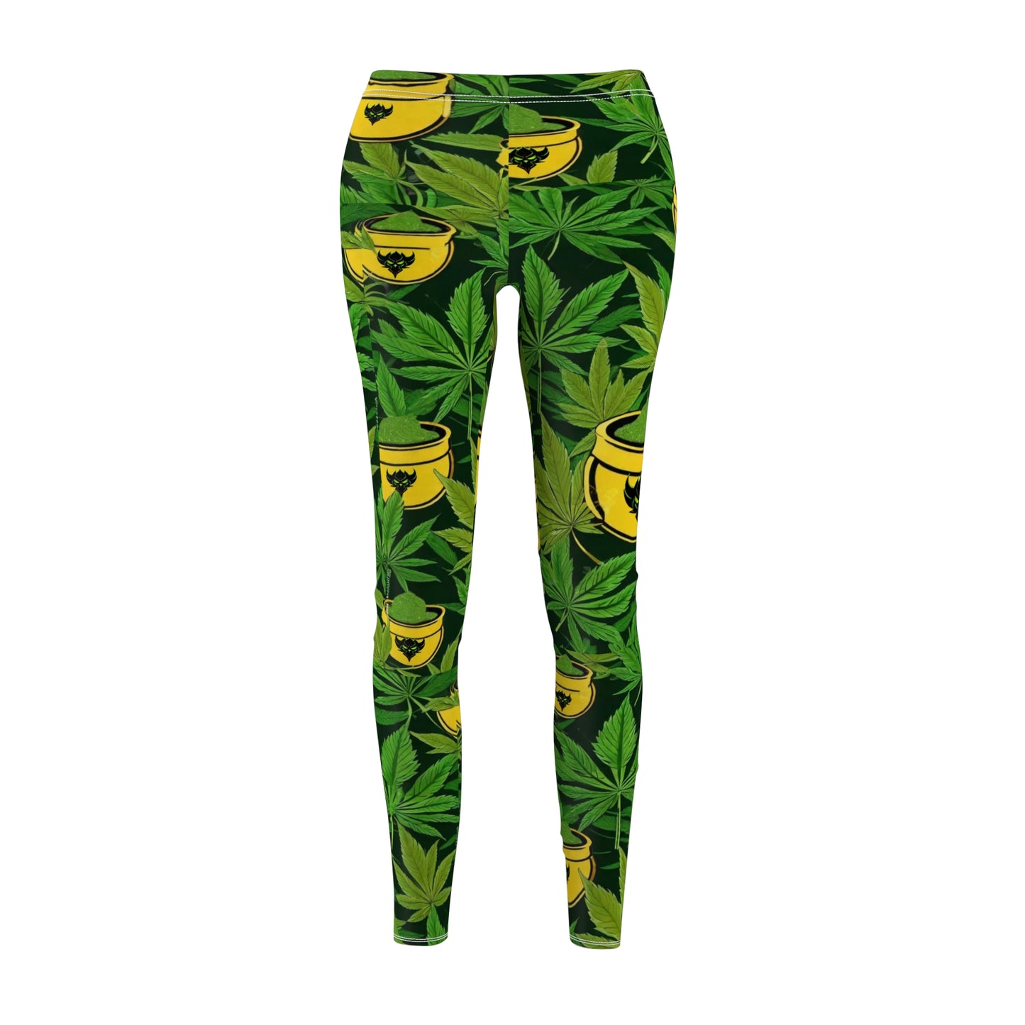 "Lucky's Pot of Pot" Tropical Cannabis Print Leggings - Fun & Trendy Exercise Gear for Women