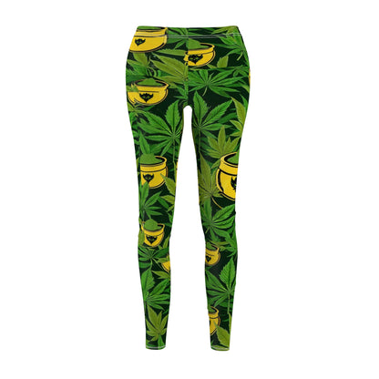 "Lucky's Pot of Pot" Tropical Cannabis Print Leggings - Fun & Trendy Exercise Gear for Women