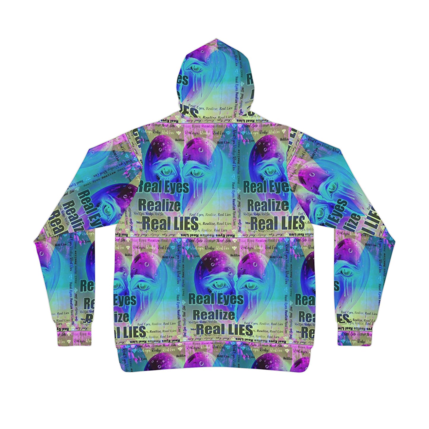 Vibrant Graphic Athletic Hoodie - "Real Eyes Realize Real Lies"