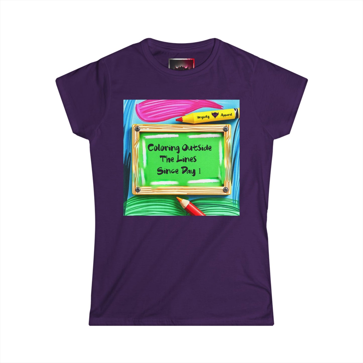 Inspirational Women's Softstyle Tee -"Coloring Outside The Lines Since Day 1"