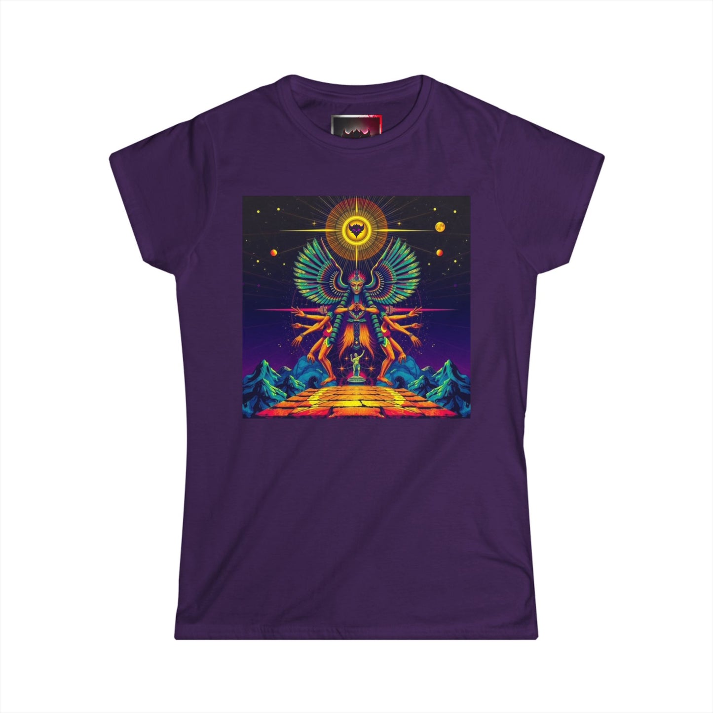 Women's Tee — Neon Cosmic Anunnaki Graphic