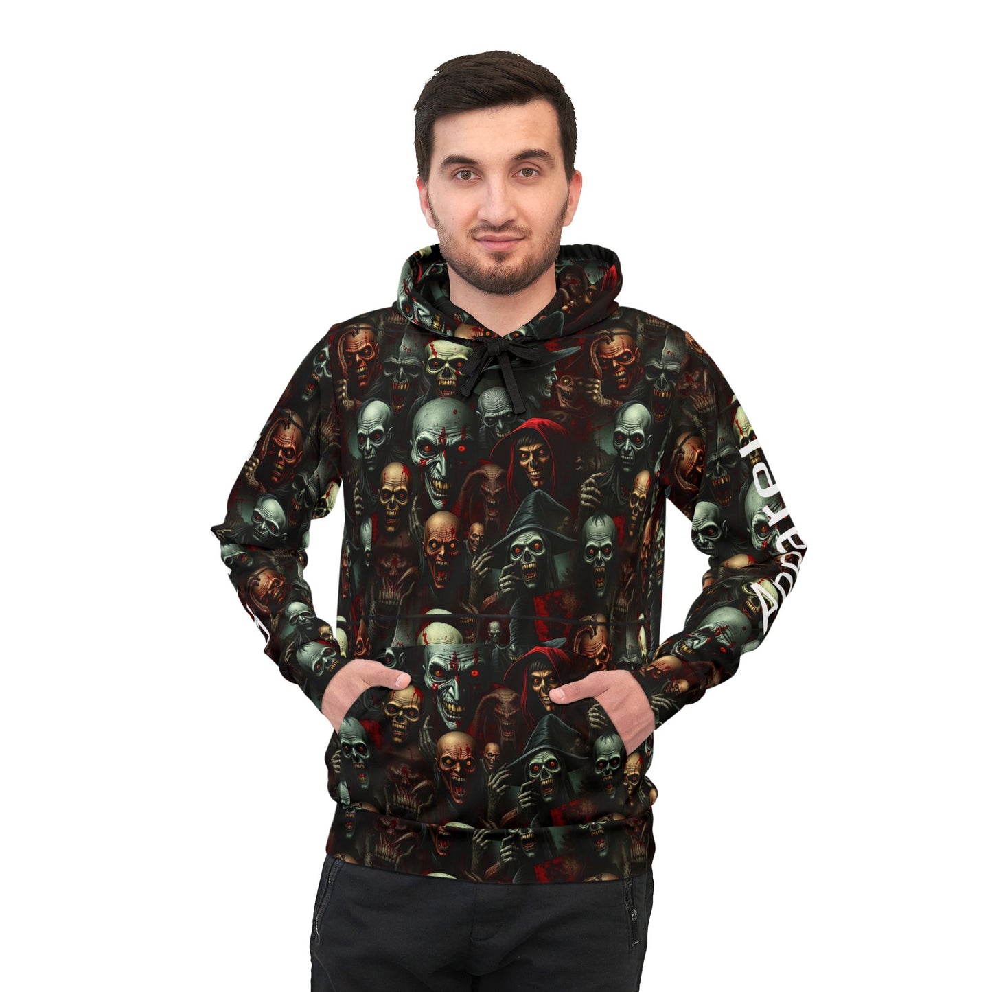 Gothic Skull Hoodie, Edgy Athletic Sweatshirt, Unisex Streetwear, Trendy Graphic Pullover, Festival Style Clothing, Unique Gift Idea