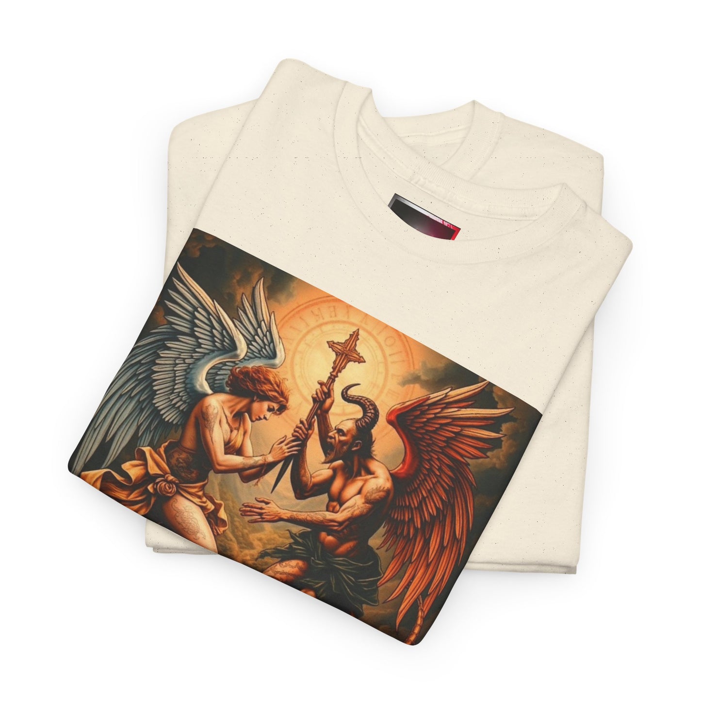 Angels & Demons Graphic Tee — 'Heavenly Musical' Vintage Gothic Art Shirt