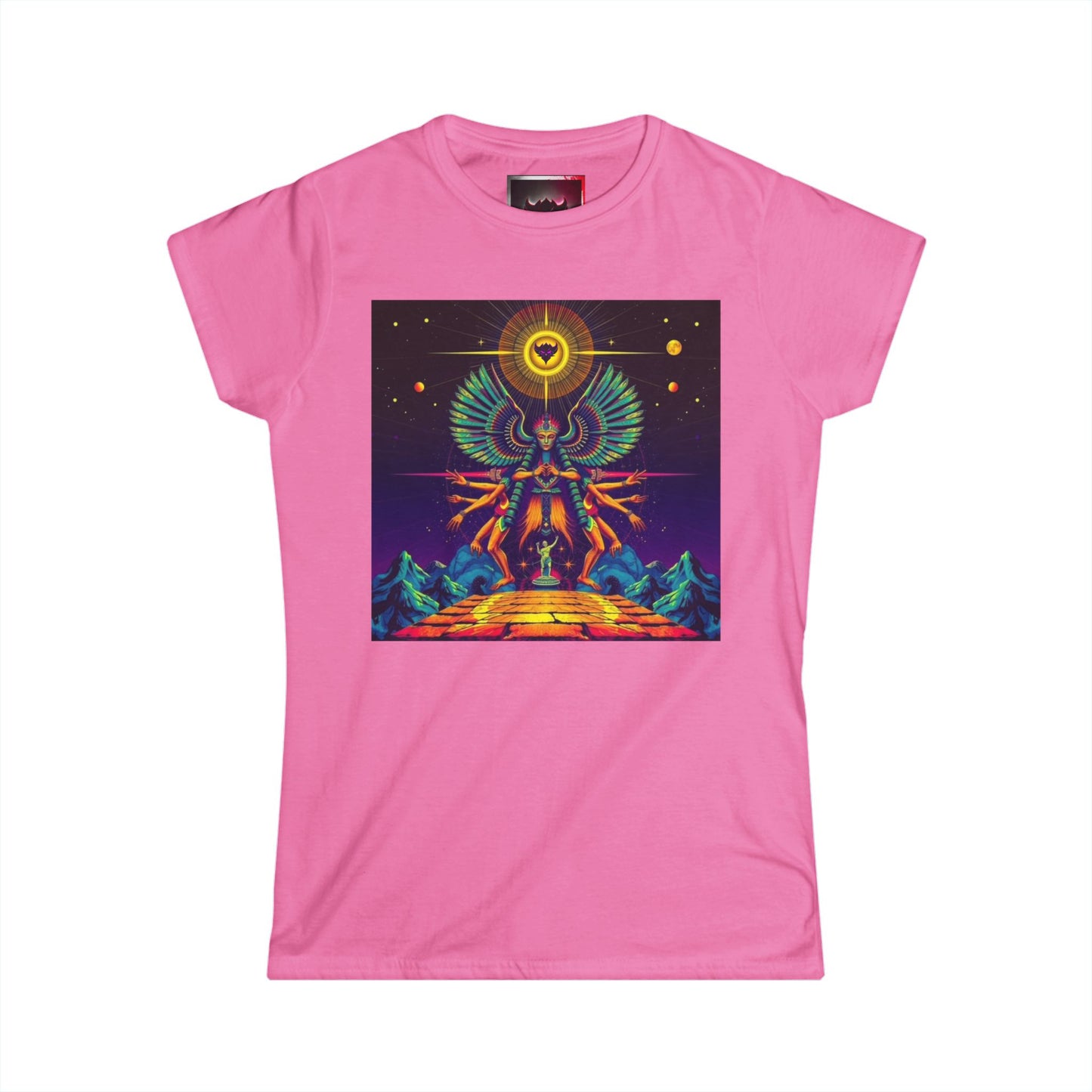 Women's Tee — Neon Cosmic Anunnaki Graphic