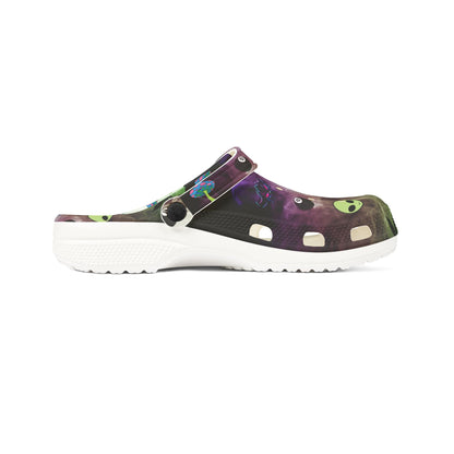 Alien Galaxy Foam Clogs — UFO & Green Alien Print EVA Shoes