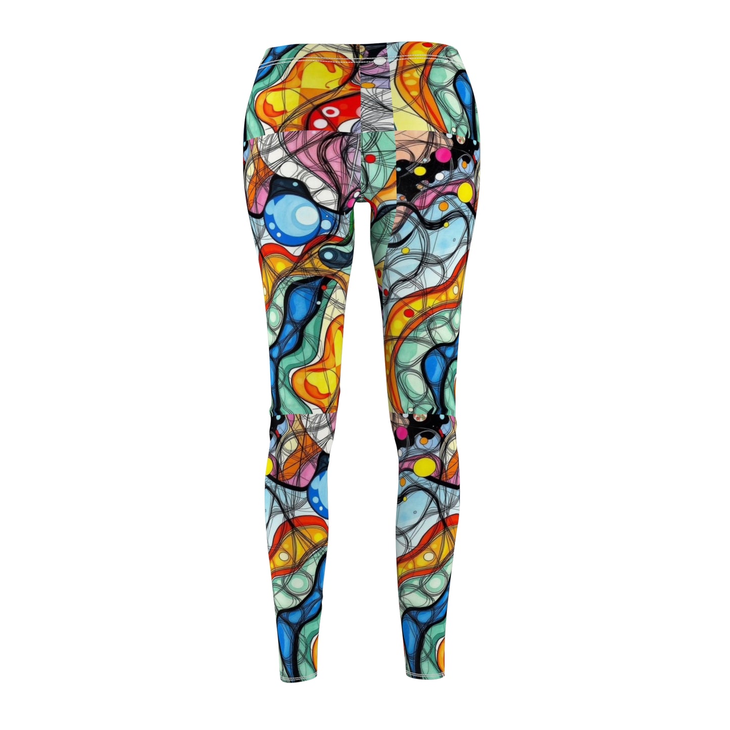 Abstract Colorwave Leggings — Women's Vibrant All-Over Print Yoga/Workout Leggings
