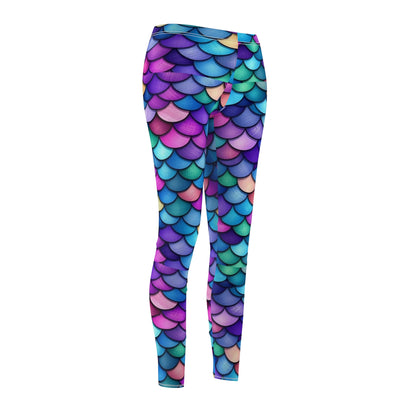 Mermaid Scale Print Leggings — Colorful Aqua Purple All-Over Print