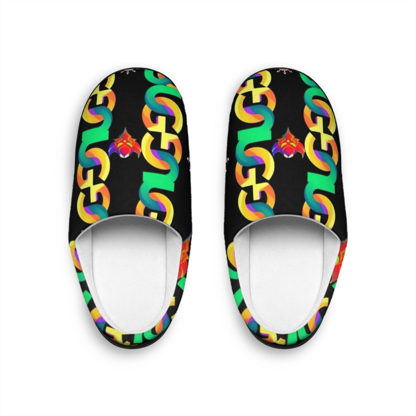 Men's Indoor Slippers — Colorful Ungodly Chain Pattern Cozy House Slippers