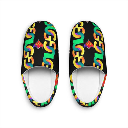 Men's Indoor Slippers — Colorful Ungodly Chain Pattern Cozy House Slippers