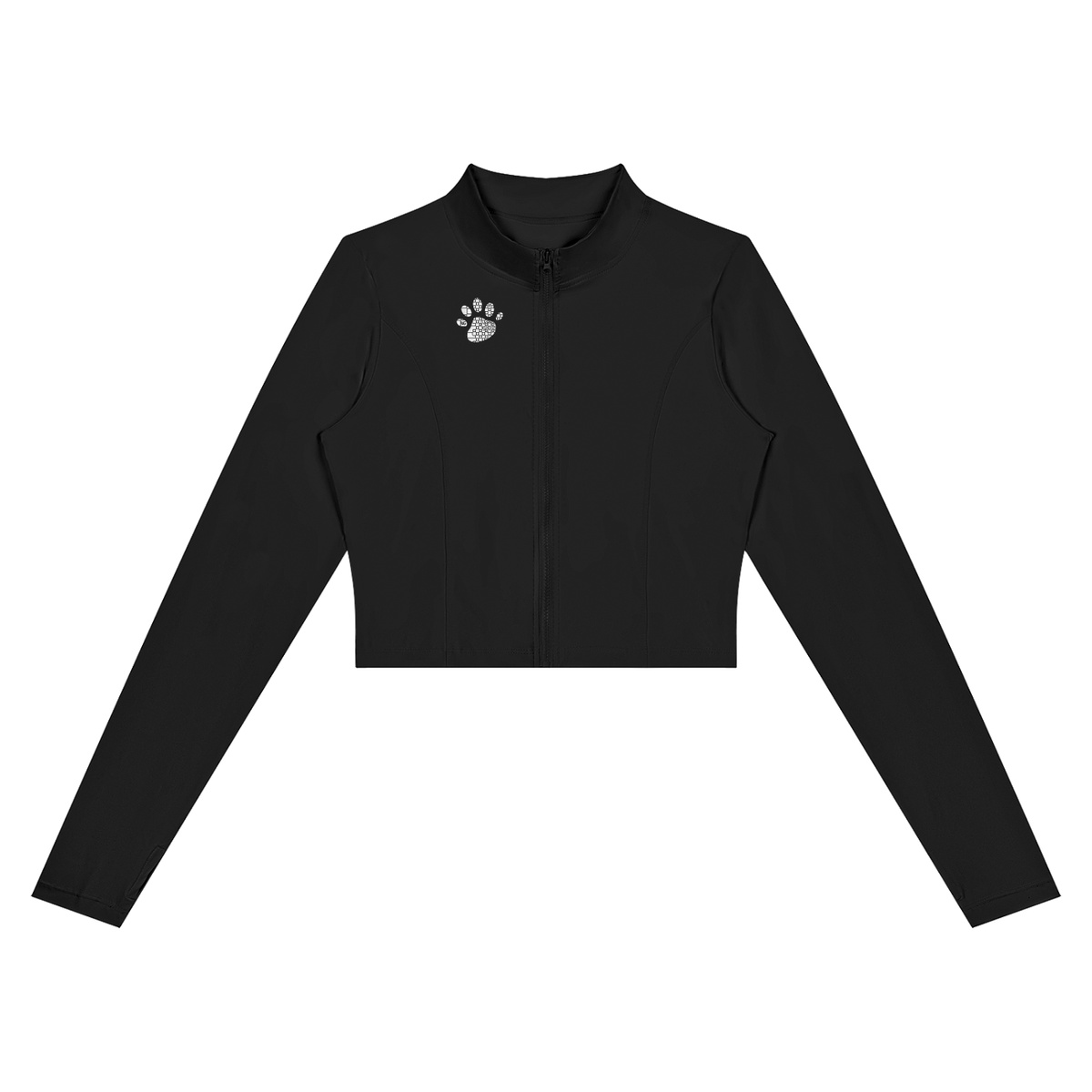 "UG Apparel White Checkerboard Paw" Women’s Crop Yoga Sports Jacket