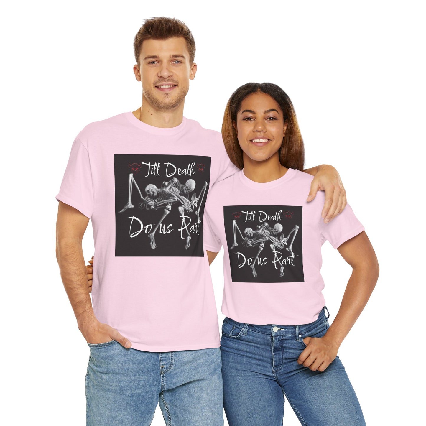 Till Death Do Us Part Tee, Unisex Skeleton T-Shirt for Halloween, Couple Gift, Festive Streetwear, Gothic Style