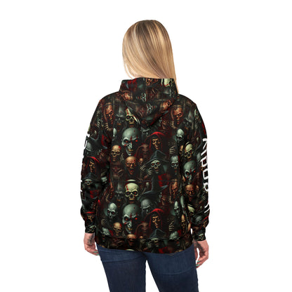 Gothic Skull Hoodie, Edgy Athletic Sweatshirt, Unisex Streetwear, Trendy Graphic Pullover, Festival Style Clothing, Unique Gift Idea