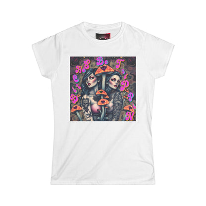 "Bitches Be Trippin" Women's Softstyle Tee - Retro Tattoo Art Design