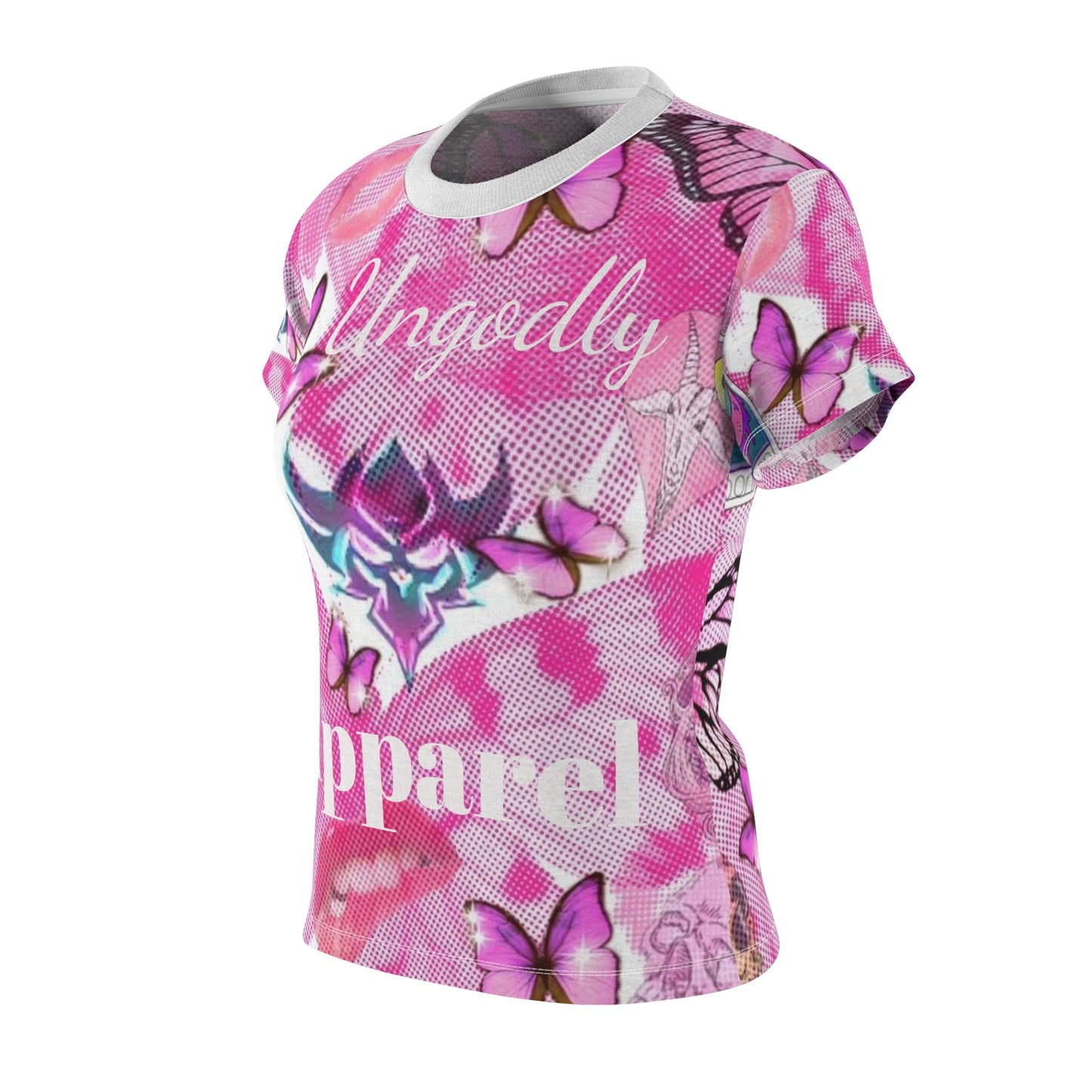 Ungodly Apparel Pink Butterfly Allover Women's Tee