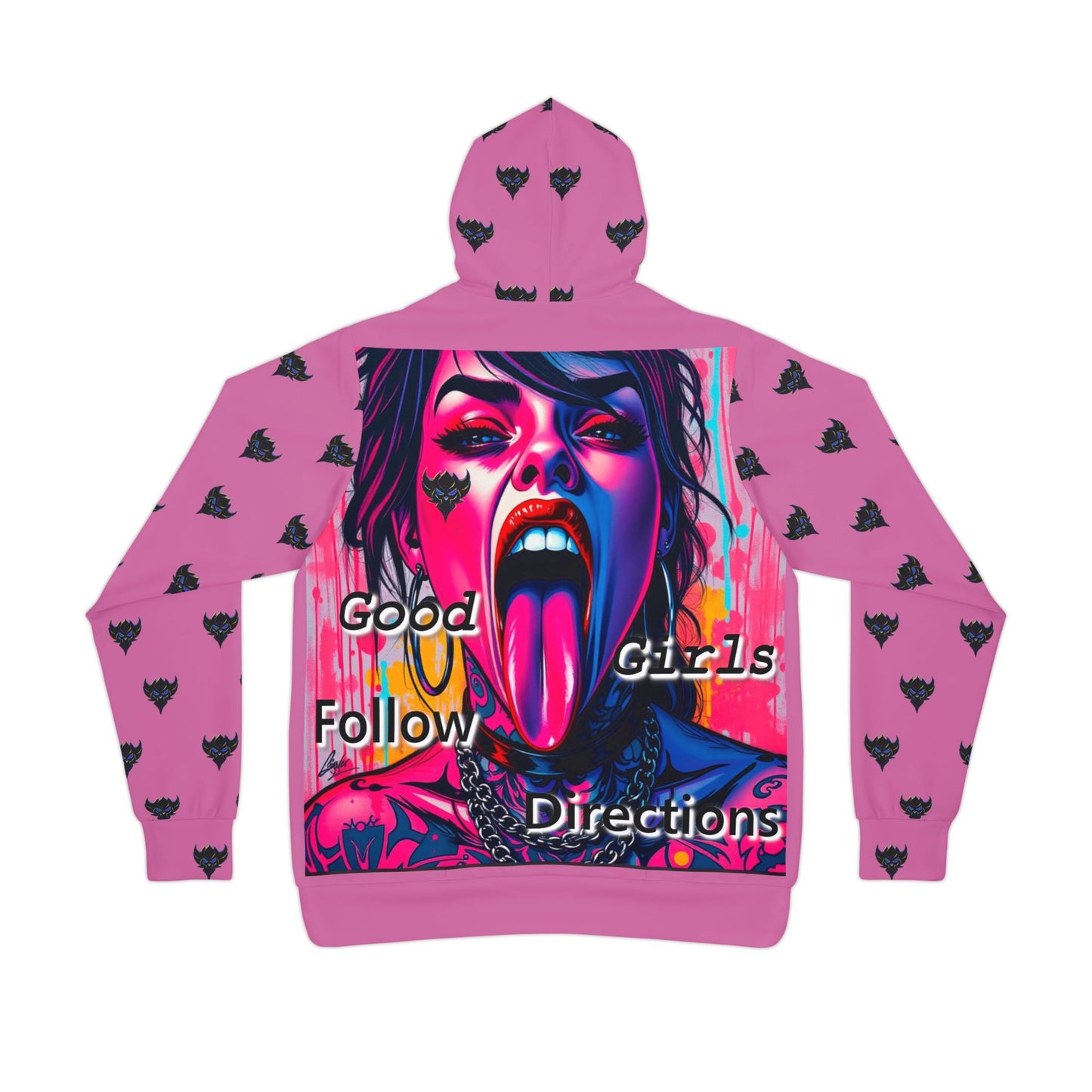 "Good Girls Follow Directions" Graphic Hoodie - Bold Pink Athletic Wear