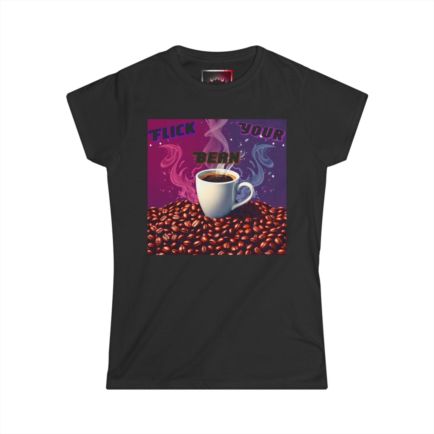 "Flick Your Bean" Women's Softstyle Tee - Fun Coffee Graphic T-Shirt