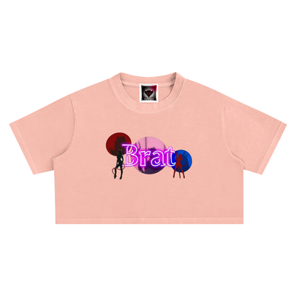 "Brat" Snow Washed Crop Top