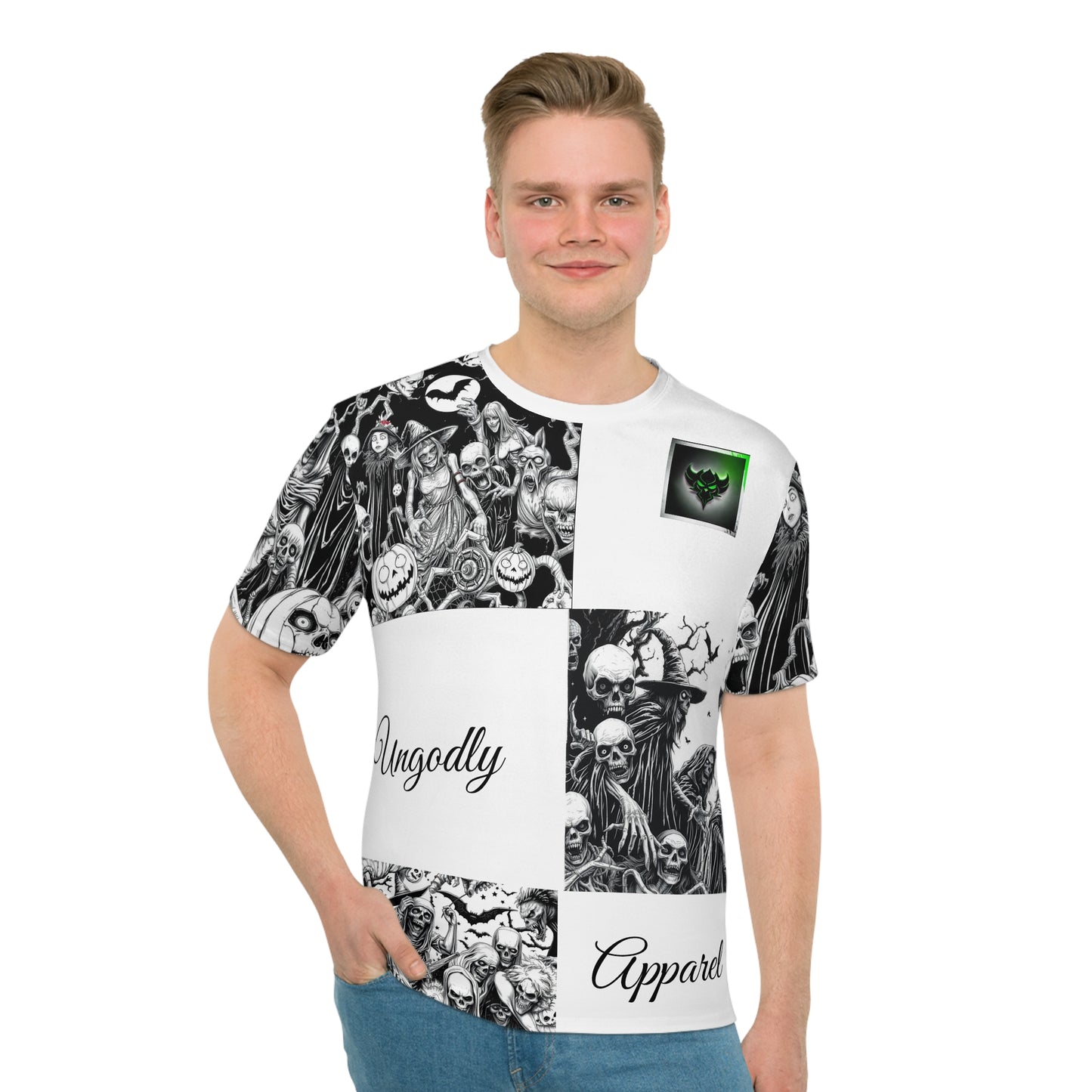 Gothic Graphic Tee, Halloween Shirt, Casual Wear, Unique Gift for Men, Street Style Apparel, Scary Graphic T-Shirt