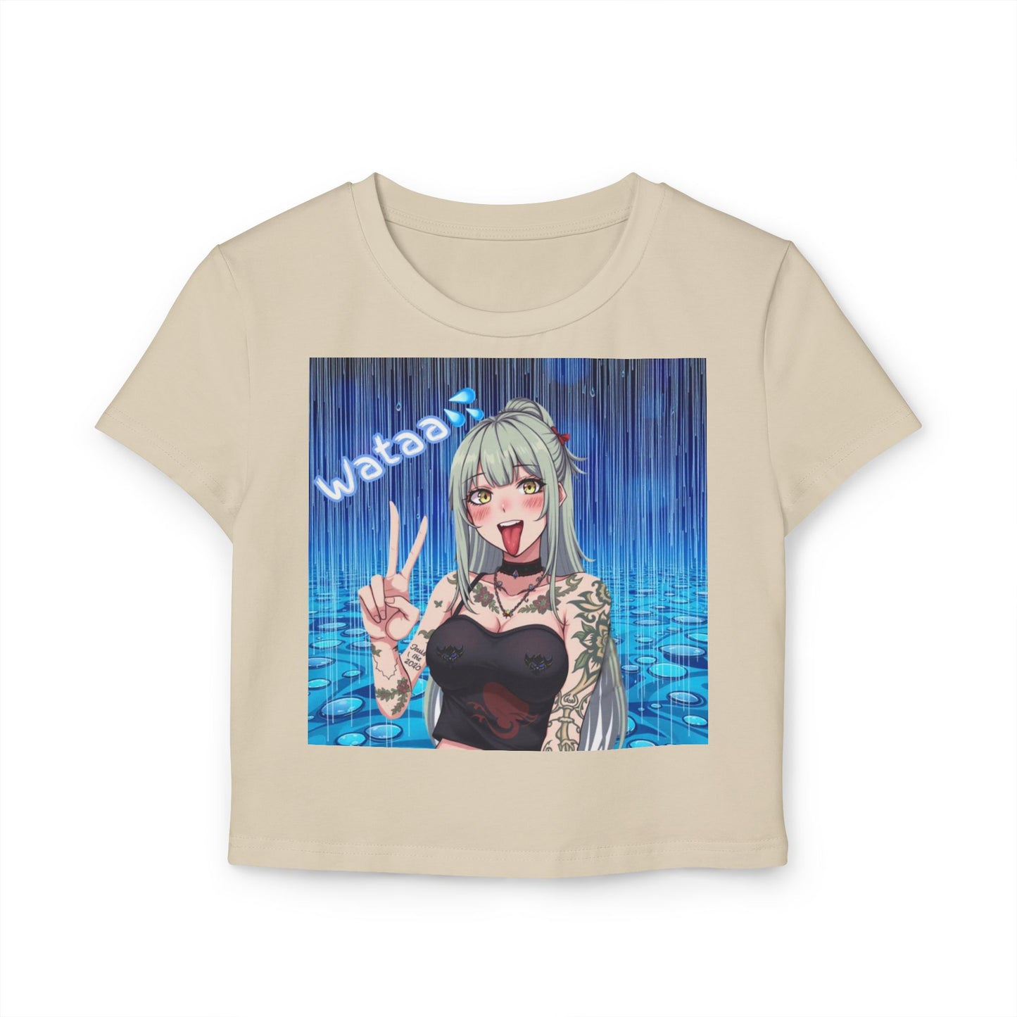 "Wataa" Women’s Graphic Baby Tee with Fun Anime Design, Perfect for Casual Outings, Gifts, Birthdays, or Anime Conventions